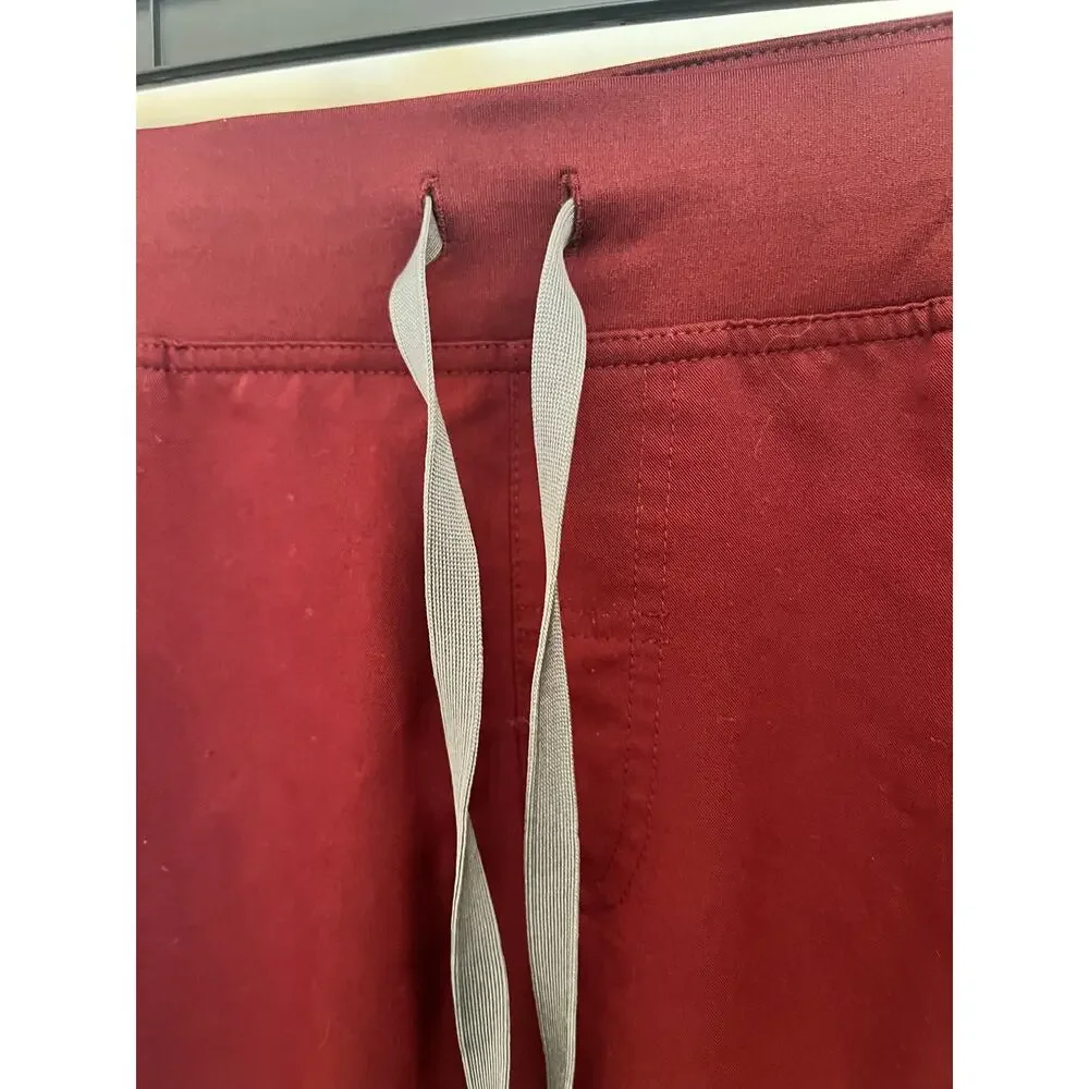 Figs Cairo Cargo Scrub Pants Burgundy Men's XL Elastic Waist Straight Medical